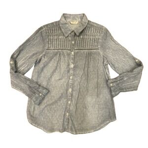 Vintage Goa Women’s Button Blouse Size Medium Blue Wash Luxury Brand Lightweight